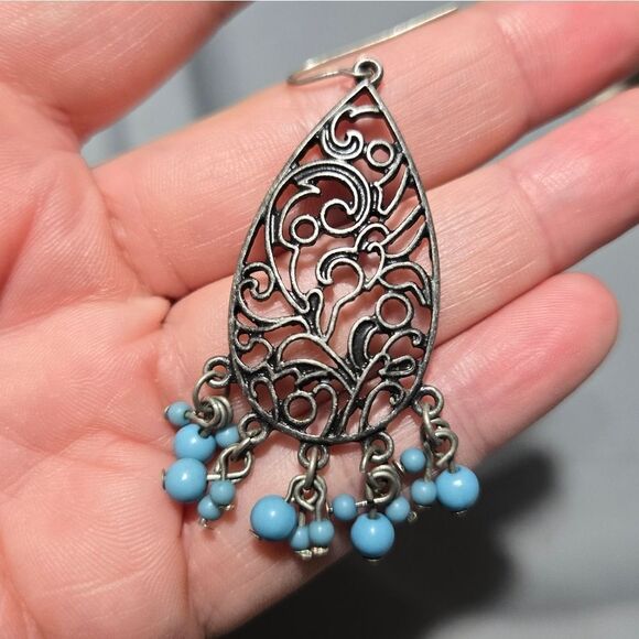 Vintage teardrop dangling beads earrings - Picture 3 of 4